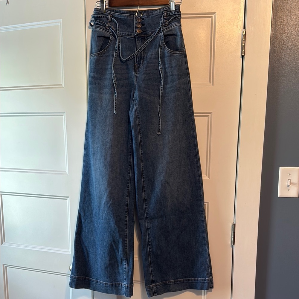Shyanne Dark Blue High Waisted Flare Jeans